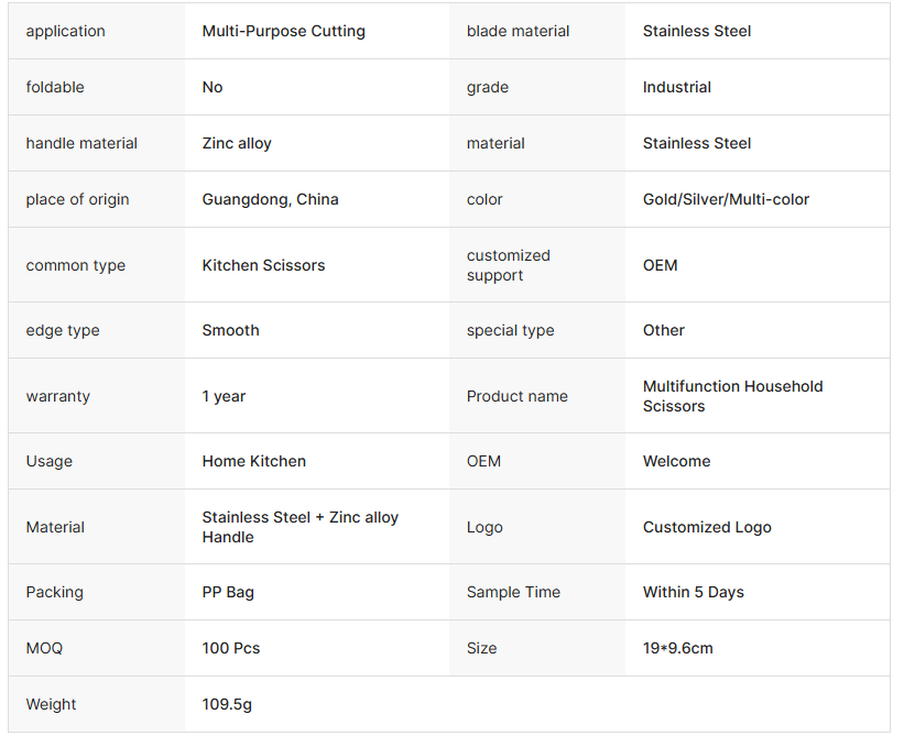 Household Scissors With Zinc Alloy Handle