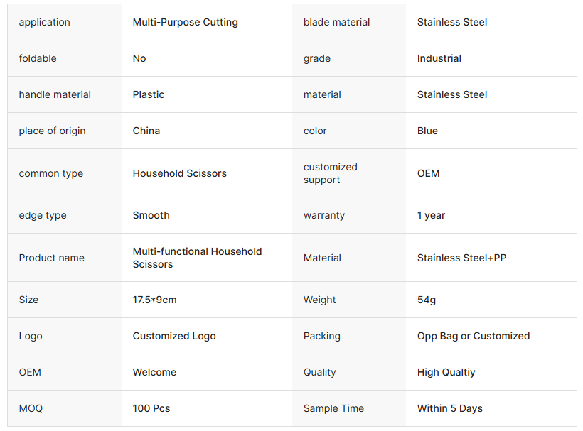 Home Scissors With Blue Plastsic Handle