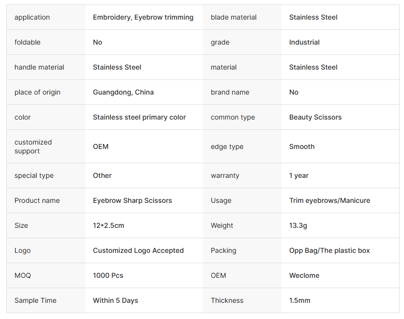 Curved Micro Scissors For Eyebrow