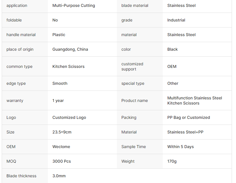 5 In 1 Stainless Steel Multi Function Kitchen Shears