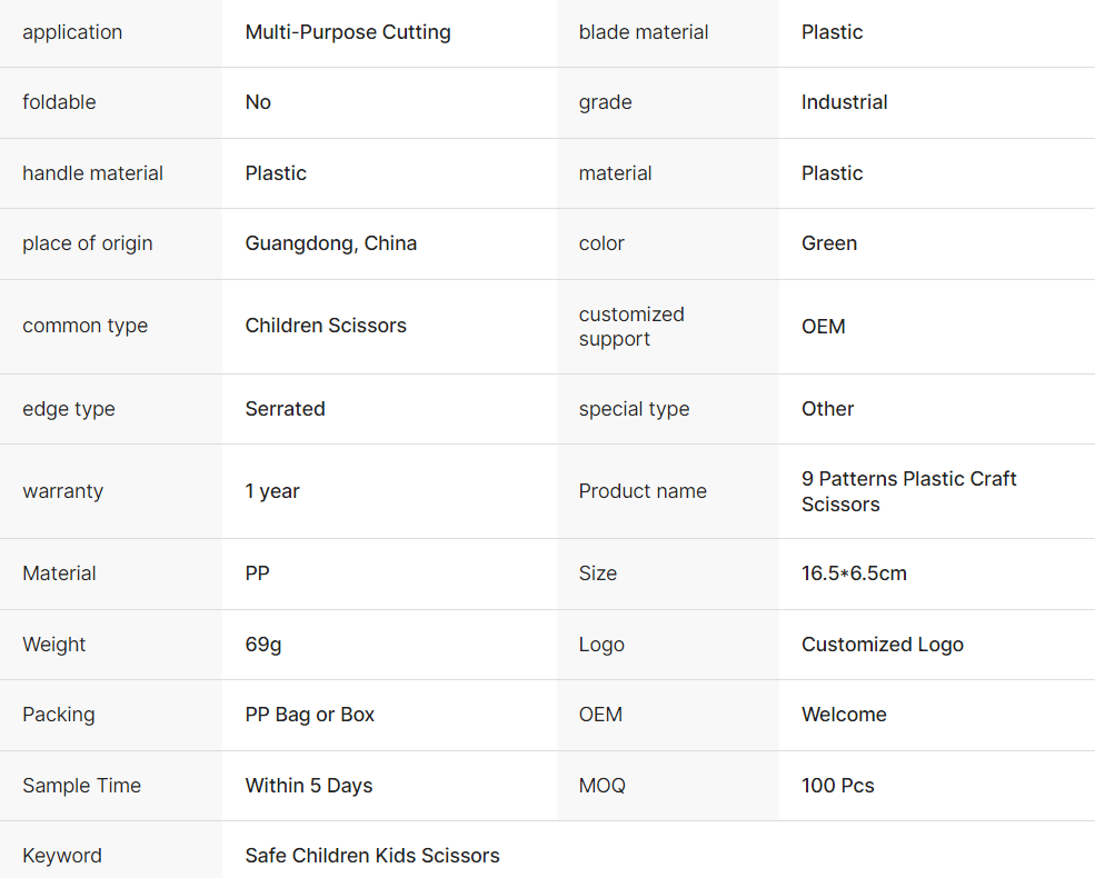 Detachable Plastic Craft Scissors